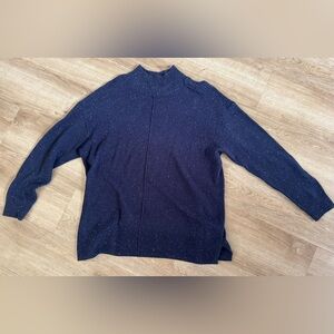 Karen Scott Intrepid Blue Textured Pullover Knit Mock Neck XL Sweater